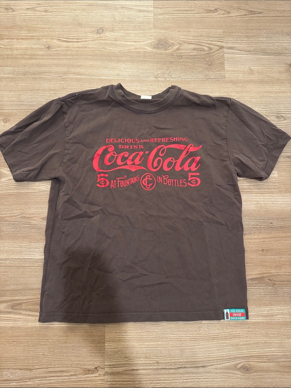 PacSun Brown Short Sleeve Tee with Red Coca-Cola Logo